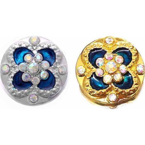 Wholesale w030 flower 18mm 20mm rhinestone metal button for snap button Bracelet Necklace Jewelry For Women Silver jewelry