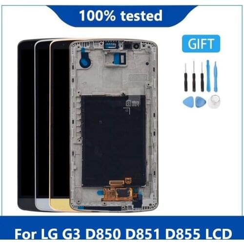 Original 5.5"for LG G3 LCD Display Touch Screen Digitizer Assembly for LG G3 Display D850 D851 D855 Screen with Frame Replace