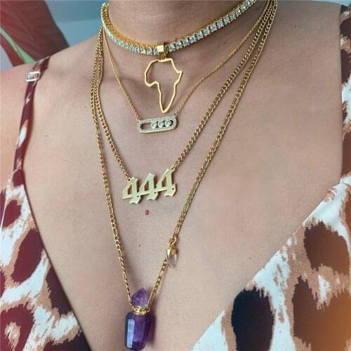 Charm Angel Number 444 Necklaces 111 222 333 444 555 777 888 999 666 Choker Necklace Stainless Steel Pendant Wedding Jewelry