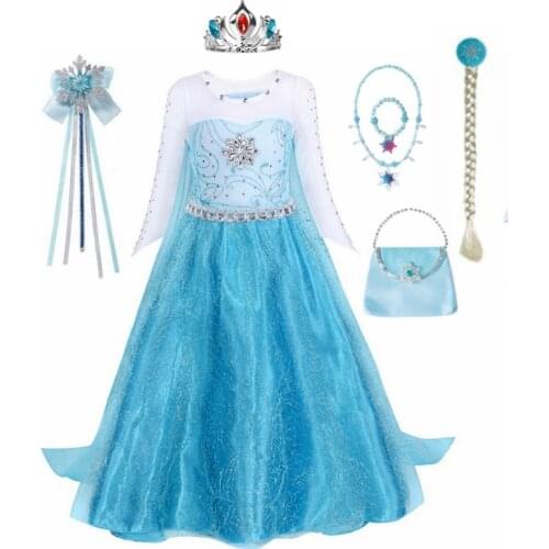 Elsa Dresses For Girls Clothes Kids Cosplay Princess Dress Snow Queen Vestido Childrens Costumes Birthday Party
