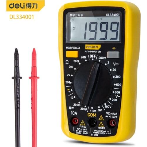 Deli DL334001 Handheld Multimeter Digital Multimeter Manual Range Overload Protection Maximum Display 1999 Lntelligent Anti-Burn