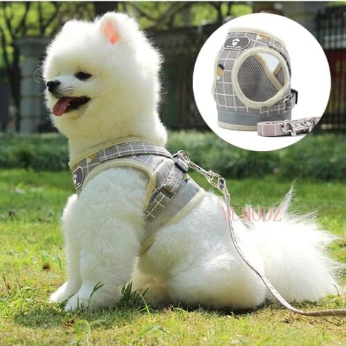 S-L Lattice Breathable Chest Harness for Small Dogs Cat Fashion Reflective Harnesses Vests with Rope Pets Puppy Chests Strap