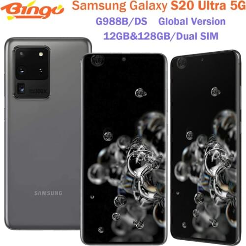 Samsung Galaxy S20 Ultra 5G Duos G988B/DS Global Version 6.9" 12GB 128GB 4 Cameras Dual Sim Octa Core Exynos Original Cell Phone