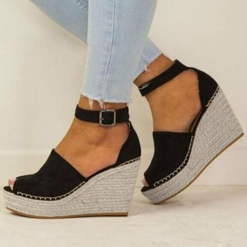 Ladies Casual Shoes Sandals Women Fashion Dull Polish Sewing Peep Toe Wedges Hasp Sandals Flatform Sandals Summer 2021