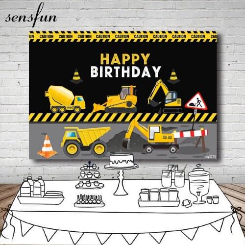 Sensfun Construction Party Background For Boys Birthday Photography Banner Decor Backdrop Dump Truck Boy Photo Studio Prop Vinyl