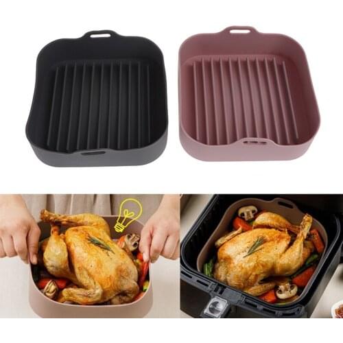 Airfryer Silicone Pan Multifunctional Air Fryer Oven Accessories Bread Roast Chicken Pizza Basket Baking Pan