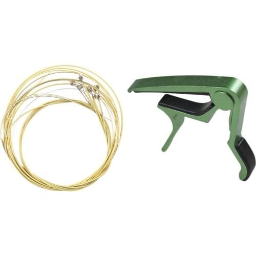 1 Set Replacement A406 Strings Set & 1 Pcs Single-Handed Guitar Capo Quick Change