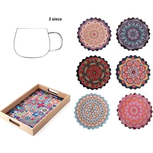 Heat Resistant Glass Cup Mug Tea Set Bamboo Tile design Tray Coaster Coaster Service Presentation Coffee Team Herb Tea