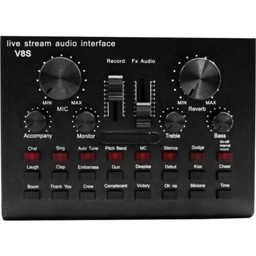 V8S Bluetooth Audio Broadcast Sound Card Headset Microphone Webcast Live Sound Card Computer Support Dual Microphone