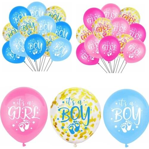 6/10/12pcs Balloons Latex Confetti Balloon Gender Reveal Baby Shower Its A Girl Boy Birthday Party Helium Balloon Decorations