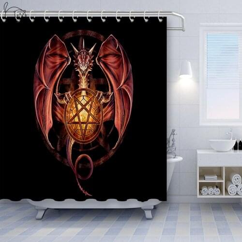 NYAA Chinese Fantasy Dragon With Wings Shower Curtain Polyester Bathroom Waterproof Fabric Bath Curtain & 12 Hooks