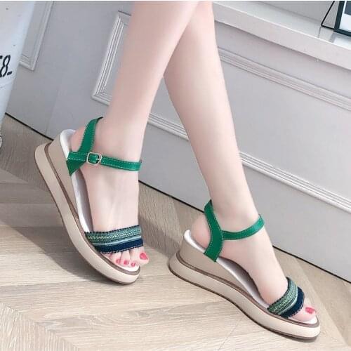 Womens Wedge Sandals 2021 Summer New Korean Style Muffin High Heel Internet Celebrity Womens Sandals