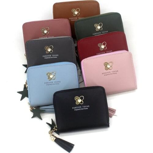 Women wallets Tassel short wallet Zipper coin purse Pocket Wallet Card Holder Female Money Bag Small carteira Cute little wallet