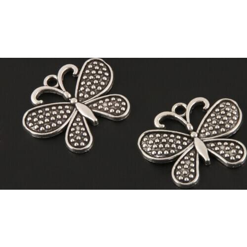 10pcs Charms Insects Butterfly Silver Color Pendant For Jewelry Findings For DIY Choker Necklace