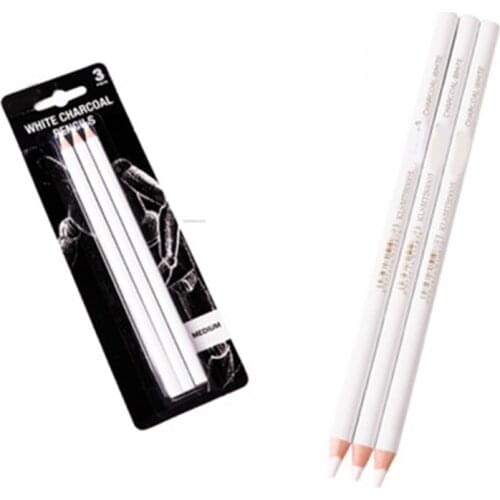 3pcs White Charcoal Pencils for Sketch Carbon Pens Sketch Tools Art Tools UY8