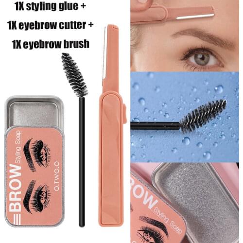 3pcs/set Eyebrow Gel Brows Wax Waterproof Long-Lasting 3D Feathery Wild Brow Styling Soap for Eyebrows Sculpt Lift Eyebrow Cream
