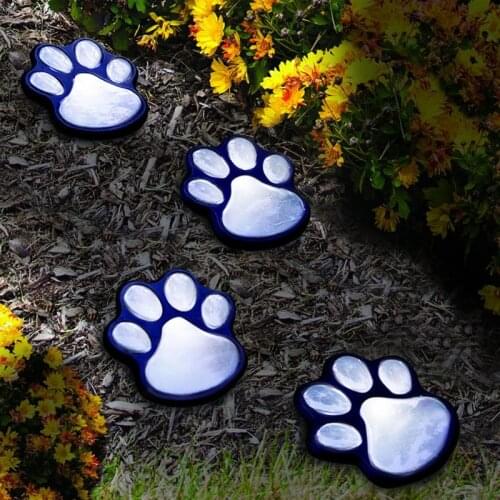 4pcs LED Solar Cat Animal Paw Print Light Solar Light Outdoor Street Light LED Garden Path Decoration Lighting Footprint Light