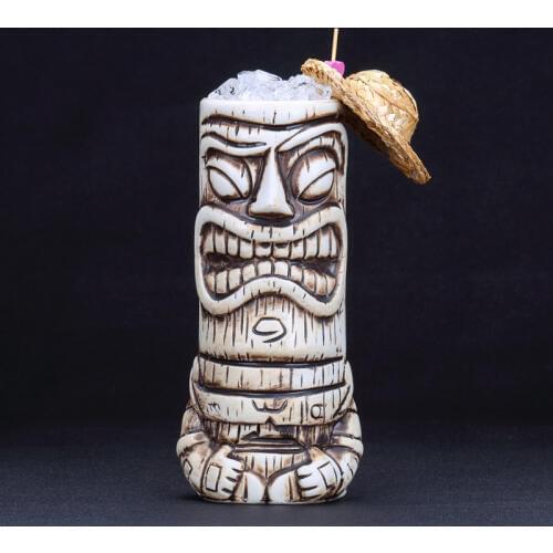 600ml Ceramic Tiki Mug Creative Porcelain Beer Wine Mug Cup Bar Tool