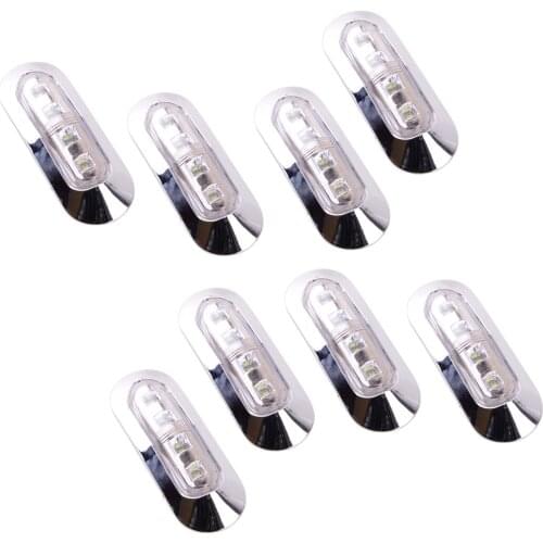 8pcs/Set White 4 LED Clearance Side Marker Light Lamp 1.2W 24V Universal for Truck Trailer Van Caravan Lorries Waterproof