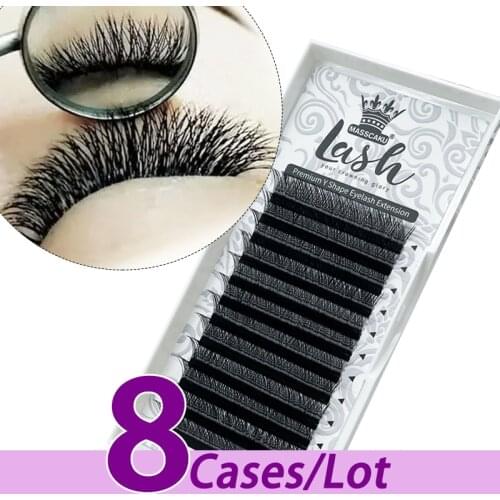 8pcs/lot Wholesale premium synthetic false eyelashes Y-Shaped matte black professional 100% hand made Eyelashes Extensions