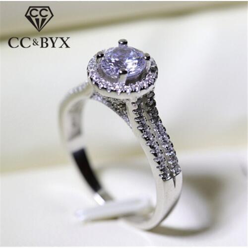 CC S925 Rings For Women Silver Vintage Accessories Bridal Wedding Jewelry White Gold-Color Engagement Ring Bijoux Femme CC707