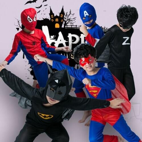 Child Superhero Jumpsuit Halloween Superboy Costume Jumpsuits Batboy Bodysuit Romper Iron Boy Zero Cosplay Christmas Costumes