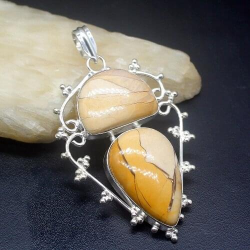 Gemstonefactory Jewelry Big Promotion 925 Silver Elegant Ocean Jasper Charm Women Ladies Mom Gifts Necklace Pendant 0391