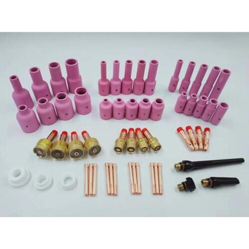 58pcs Full Set TIG Welding Torch 17/18/26 All-in-One Kit 040-1/16-3/32-1/8" T28B