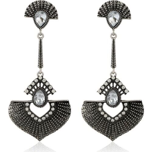 LOVBEAFAS Fashion Vintage Big Statement Bohemian Long Earrings For Women Ethnic Rhinestone Drop Earrings Fine Jewelry