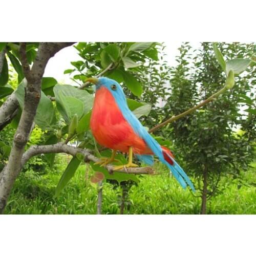 Cute simulation blue&red bird model polyethylene & furs small bird doll gift about 16cm 1369