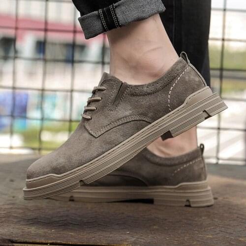 Mens Shoes Men Casual Shoes High Quality Male Cow Suede Leather Oxfords Vintage Dress Footwear Handmade Lace-up Business Shoe