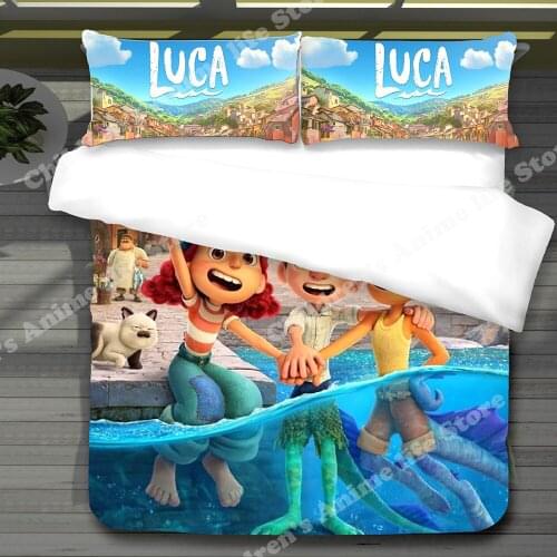 Disney Luca Alberto Sea Monster Boys Genuine Bedding Set 3D Cartoon Printed Quilt Cover Kids Anime Pattern Oversized Duvet Cover