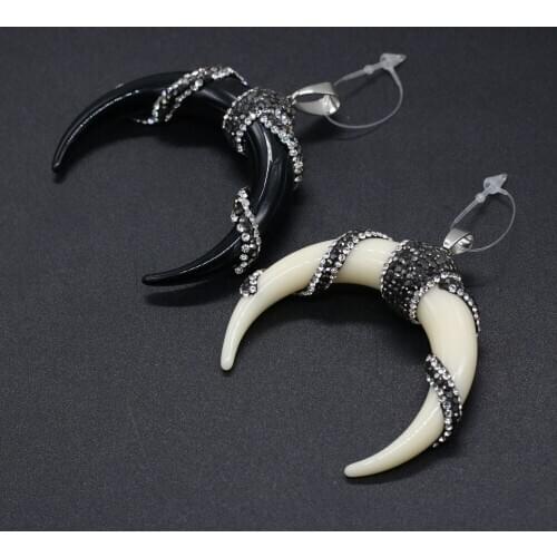 New Style Cow Bone Pendant Crescent Shaped Diamon-Studd Pendants Charms for Making DIY Jewelry Necklace Size 57x55mm