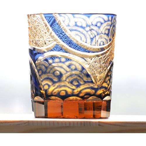 Handcrafts drinkware hand cut to clear crystal Satsuma kiroko whisky cup Edo Kiriko Sake glassware With Wooden Gift Box