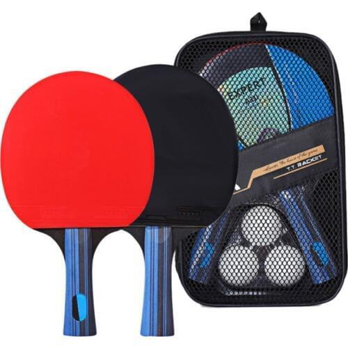 Professional Carbon Fiber Table Tennis Racket Blade - Horizontal Shot / Long Handle One + Square Pack One + One Box Ball