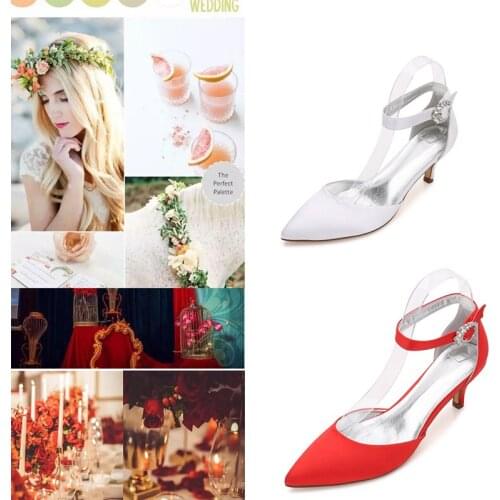 Luxury Damenschuhe Pointed Toe Wedding Shoes Ankel Strap Ladies Hight Heel Fashion Women Pums Satin Casual Work абутак 6 Cm Heel