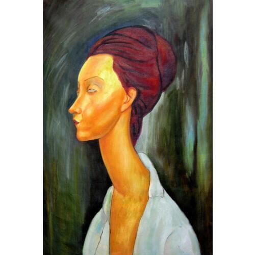 Handpainted Abstract Oil Painting Portrait Lunia Czechovska by Amedeo Modigliani Painting Vertical