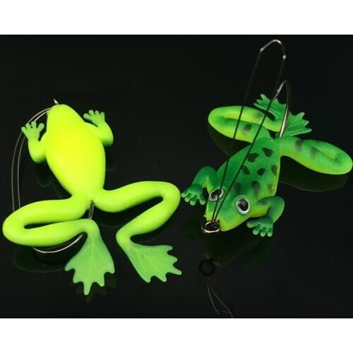 Fishing Frog Lure Windless Free Hanging Spinner Bait Single Hook Soft Bait With Hook 7cm 5g Lot 2 Pieces