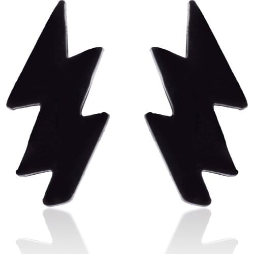 Punk Gothic Stainless Steel Lightning Earrings For Women Man Thunder Stud Ear Pendientes Hombre Fashion Cool Everyday Jewelry