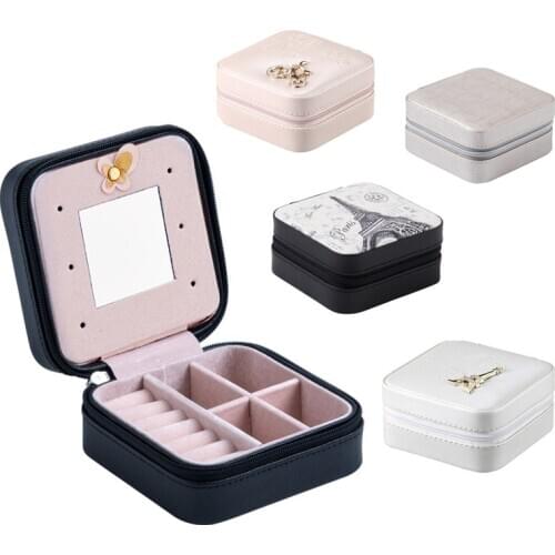 Jewelry Box PU Leather Jewelry Organizer Earring Necklace Packaging Storage Display Case Organizer for Home Travel Gilr Gift Box