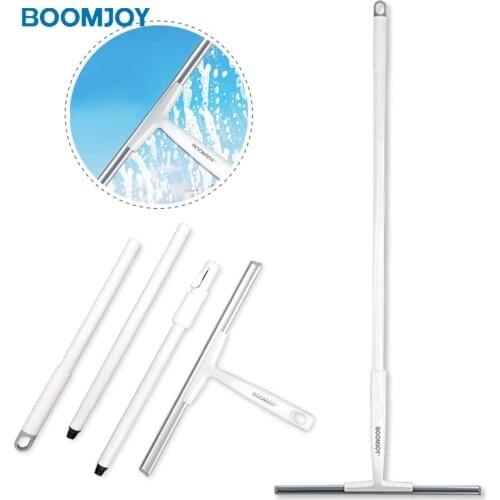 BOOMJOY Window Wiper Floor Squeegee Shower Cleaner with 43" Adjustable Handle Rubber for Glass Bathroom Tile Garage Window