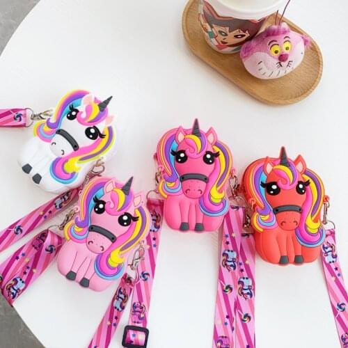 Unicorn Ribbon Shoulder Bag Cute Colorful Girls Mini Messenger Bag Soft Silicone Female Cross Body Bag for Women Cute Handbag