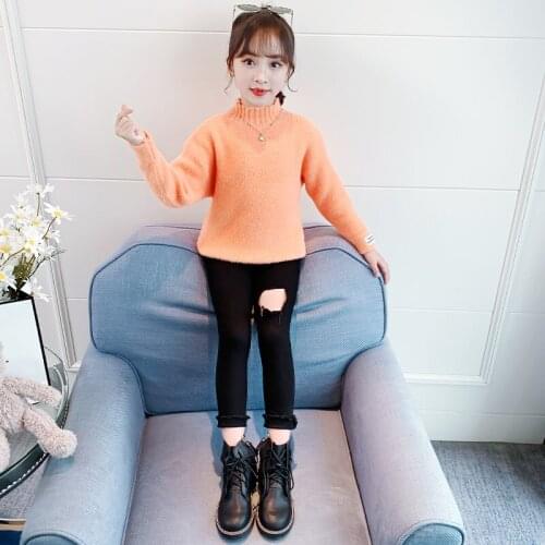 Girl Sweater Kids Baby Outwear Tops 2021 Slim Fleece Thicken Warm Winter Autumn Knitting Flexible Children Clothing