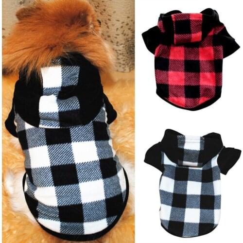 Warm Dog Clothes Plaid Cat Dog Hoodie Autumn Winter Pet Coat Jacket Puppy Chihuahau Pullover Pet Small Dog Costumes