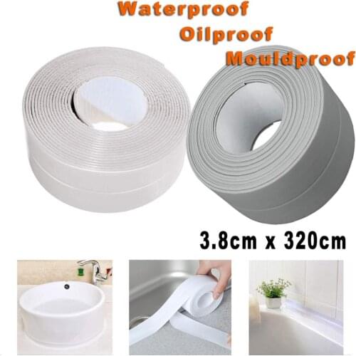 3.2mx38mm Bathroom Shower Sink Bath Sealing Strip Tape White PVC Self adhesive Waterproof Wall Sticker for Bathroom Kitchen