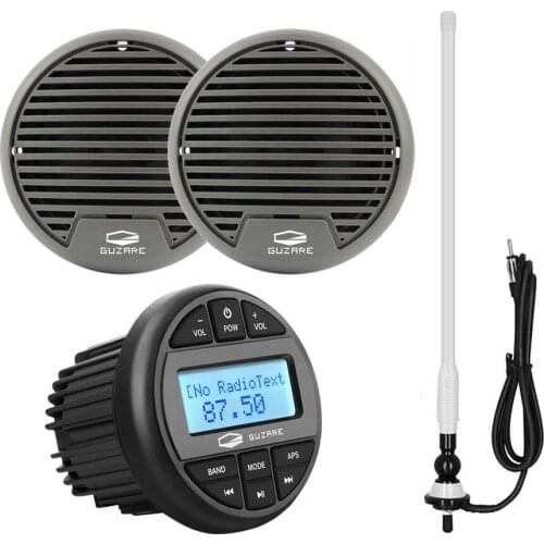 Waterproof Marine Bluetooth Audio Stereo Radio Player +1Pair 3 inch Boat Speakers For ATV SPA Golf Cart Yacht +FM AM Antenna