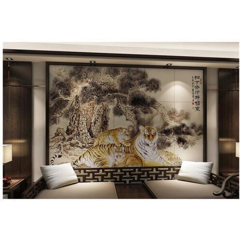 High end Custom 3d photo wallpaper 3d wall murals wallpaper Chinese painting tiger map home and wealth painting wall room decor