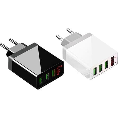 3 Port USB Phone Charger Led Display Eu Plug 5V3A Folding Charger For Iphone12/Ipad Etc