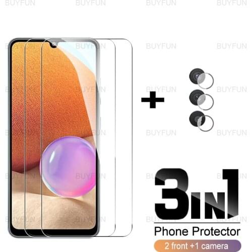 For Samsung A32 3in1 front screen protector camera film for samsung samsun galaxy a32 32a a 32 5g full cover tempered glass