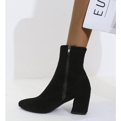 Woman Boots Pointed Toe Ankle Shoes Plus Size Square Heel Fashion Zipper 2021 Ytmtloy Chelsea Winter Botines De Mujer Snow